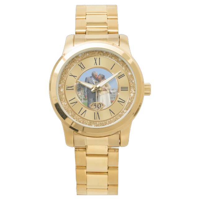 Montre Cadeaux du 50e anniversaire pour femme avec votre  (devant)