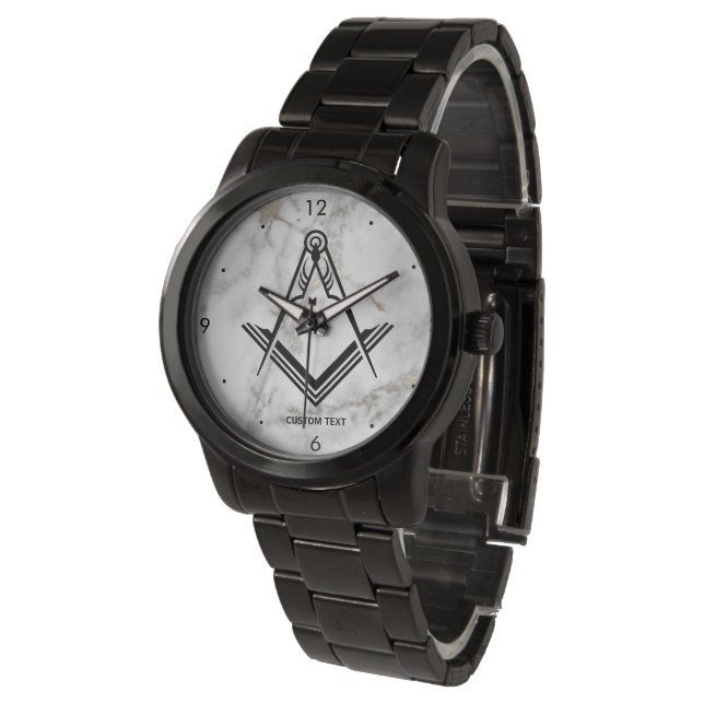 Montre Cadeaux Freemason uniques | Black White Masonic (Incliné)
