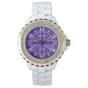Montre Cadran de conception Union Jack personnalisé viole