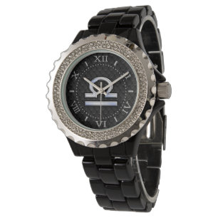 Montre Cadran élégant de peau de serpent de noir de sig