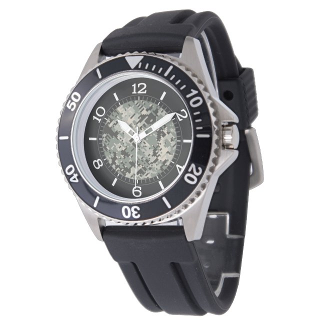 Montre Cadran Motif numérique Camouflage de la Forêt-Noir (Incliné)