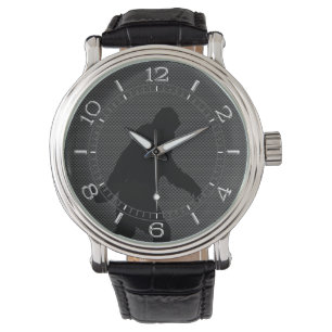 Montre Cadran noir de style de carbone de silhouette de