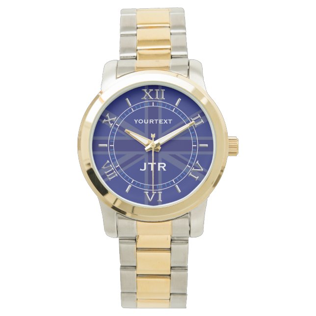 Montre Cadran personnalisé Navy Blue Union Jack (devant)