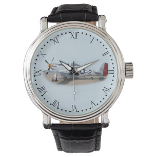 Montre Cadran romain d'avions du mustang P-51D