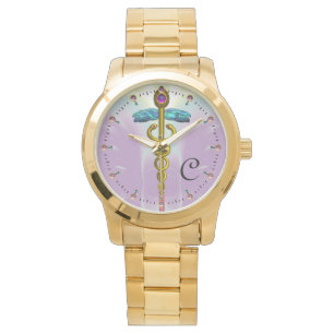 Montre CADUCUS D'OR AVEC NOEUDS CELTIQUES MONOGRAMME Lila
