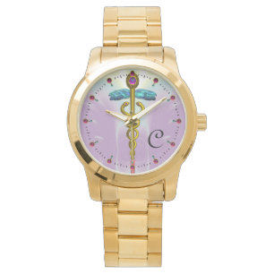 Montre CADUCUS D'OR AVEC NOEUDS CELTIQUES MONOGRAMME Lila