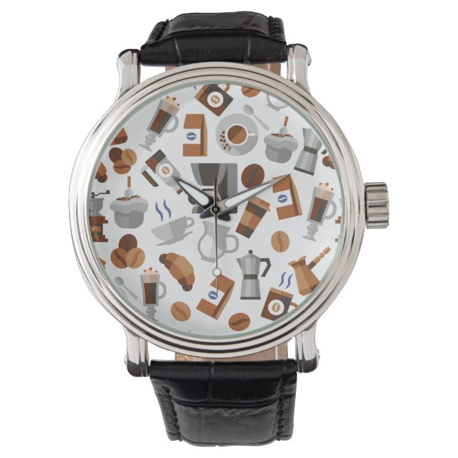 Montre Café Brown et Croissant Motif (devant)