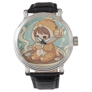 Montre Café et lecture d'art mignon poisson-globe