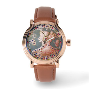 MONTRE CAMEO ANTIQUE / DAME AVEC BOUTEILLE ET FLEURS