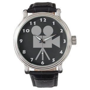 MONTRE CAMÉRA RETRO MOVIE ÉLÉGANTE AVEC NUMÉRO BLANC