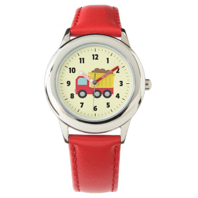 Montre Camion-camionnette rouge et jaune (devant)
