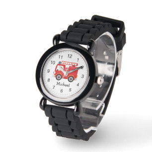 Montre Camion de feu rouge moderne Nom personnalisé