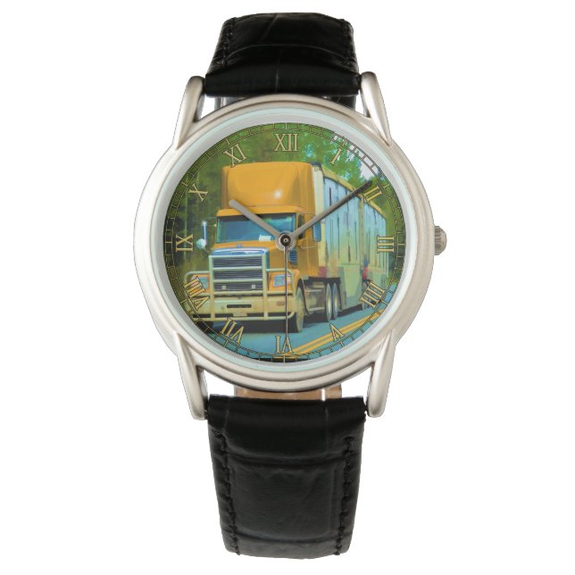 Montre Camion Jaune Camion Camion Chariot #Montre Cadeau (devant)