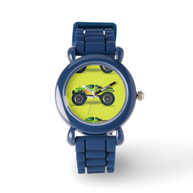Montre Camion Monster sur le vert citron (Recto)