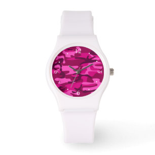 Montre Camouflage Camouflage Fuchsia rose chaud Motif