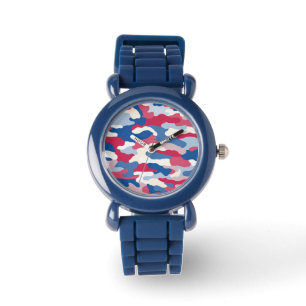 Montre Camouflage rouge blanc et bleu
