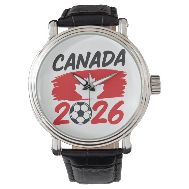 Montre Canada 2026 Soccer Fan Design with Maple Leaf (devant)