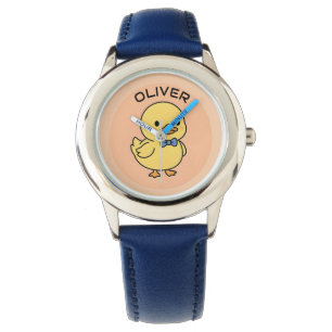 Montre Canard Jaune Mignon Kawaii avec Nœud Papillon Bleu