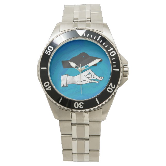 Montre Canard ombre sur fond bleu (devant)