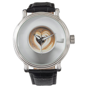 Montre Cappuccino Du Coeur En Coupe De Café Blanc