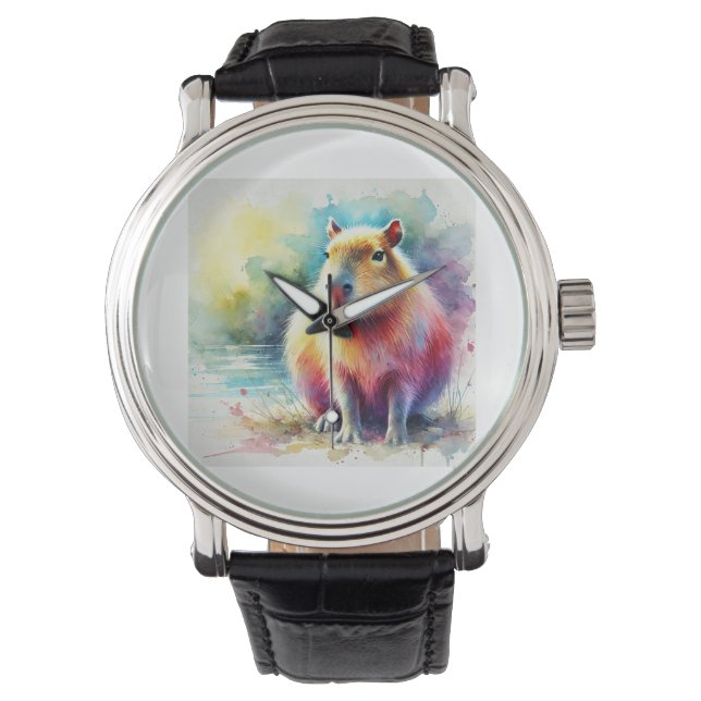 Montre Capybara in Nature 130924AREF101 - Watercolor (devant)
