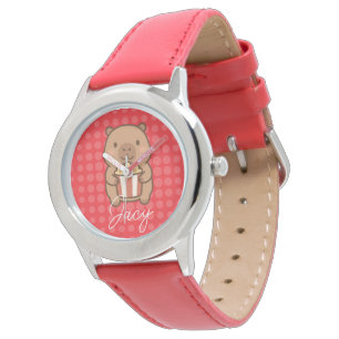 Montre Capybara mignon mangeant du pop-corn pour enfants