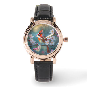Montre Cardinal masculin en fleurs de cerisiers au clair 