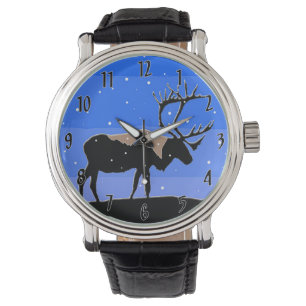 Montre Caribou en Hiver - Art Original de la Faune
