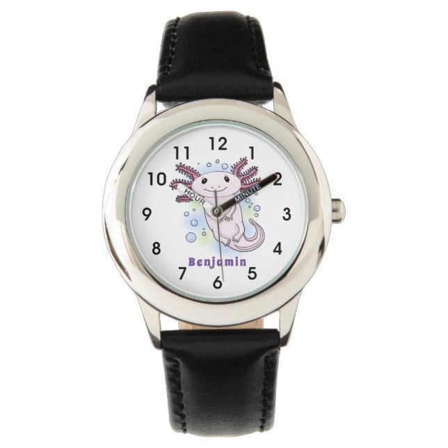 Montre Caricature axolotl rose adorable (devant)