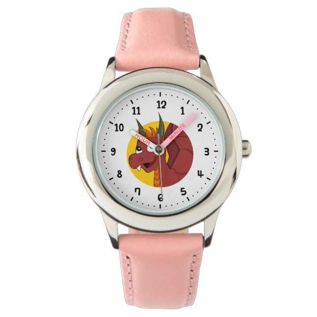 Montre caricature de dragon rouge (devant)
