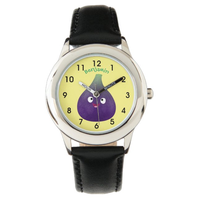 Montre Caricature de fruits mauve joyeux aux figues (devant)
