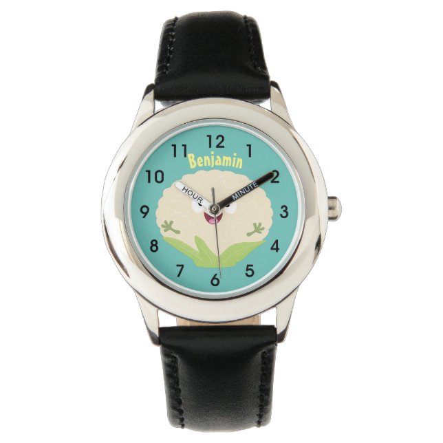 Montre Caricature de légume de chou-fleur joyeux (devant)