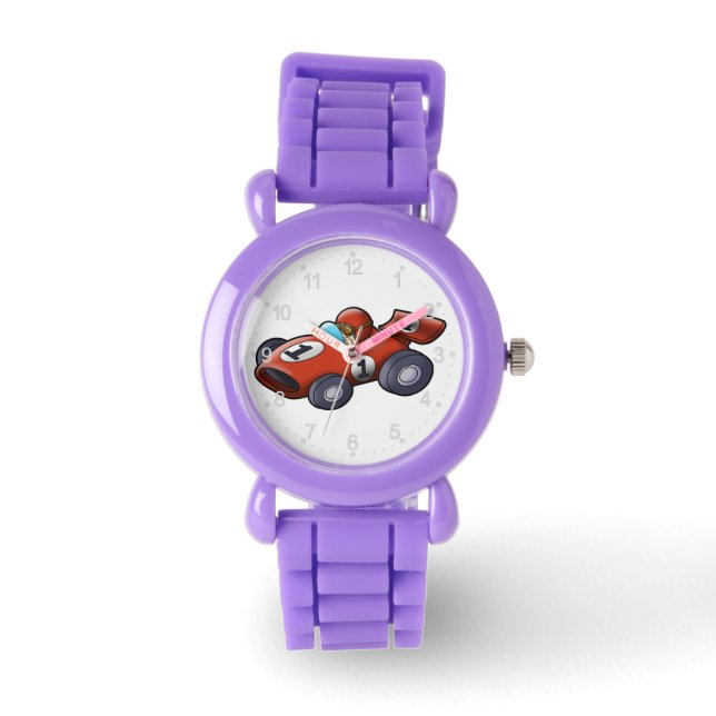 Montre Caricature de voiture rouge classique pour enfants (Recto)
