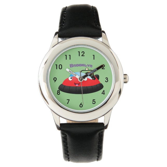 Montre Caricature d'hovercraft rouge joyeux (devant)