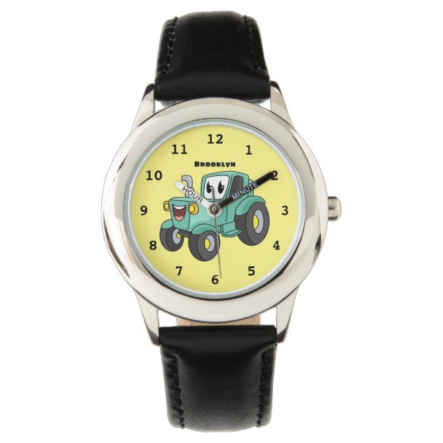 Montre Caricature joli tracteur vert joyeux (devant)