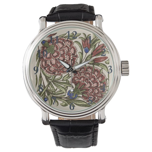 Montre Carnation Carrelage Fleur Antique Art Rustique (devant)