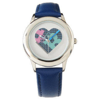 Montre Carnet Coeur mignon Couleur Bleu Numéro Rose MODER