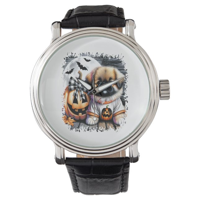 Montre Carré d'Halloween Chien Pekingese (devant)
