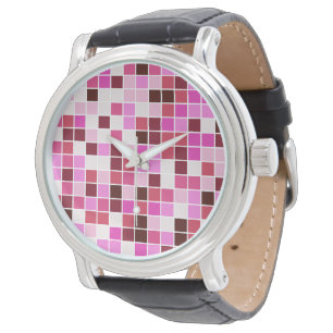 Montre Carreaux de Piscine, Carreaux de Mosaïque Roses, M