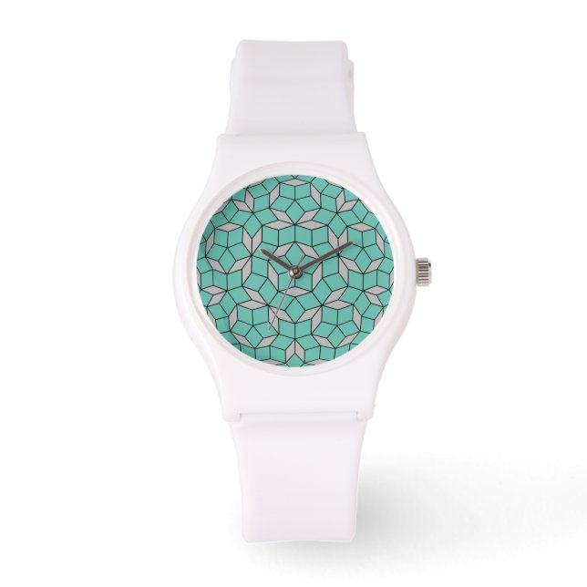 Montre Carrelage rose motif arrondi, gris turquoise (Recto)