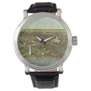 Montre Carte antique avec une vue panoramique de Washingt