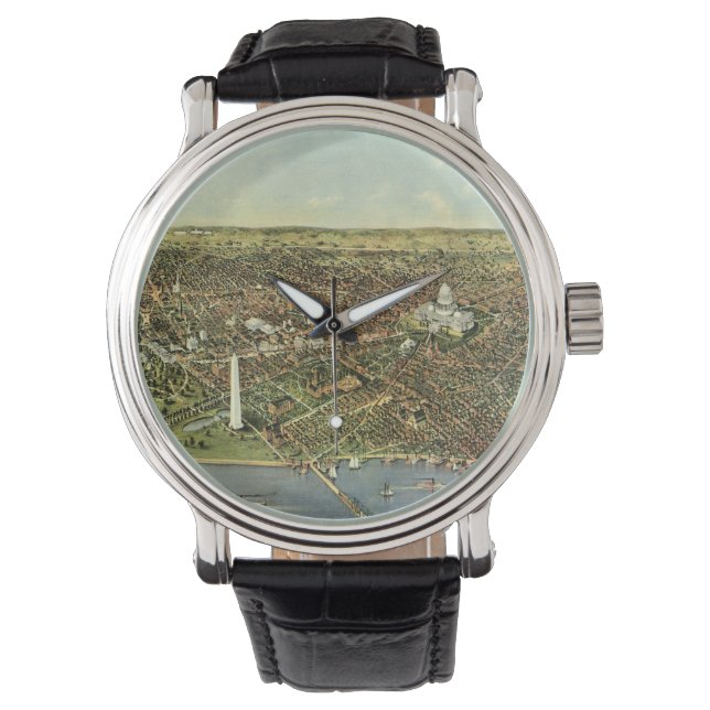 Montre Carte antique avec une vue panoramique de Washingt (devant)