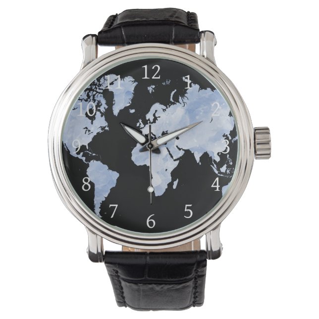 Montre Carte Blue Black World Design 75 (devant)