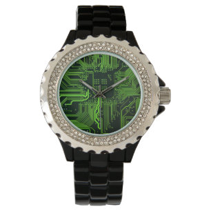 Montre Carte cool de circuit informatique verte