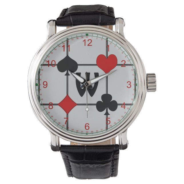 Montre Carte de jeu Art Déco Convient v2 Monogrammé (devant)
