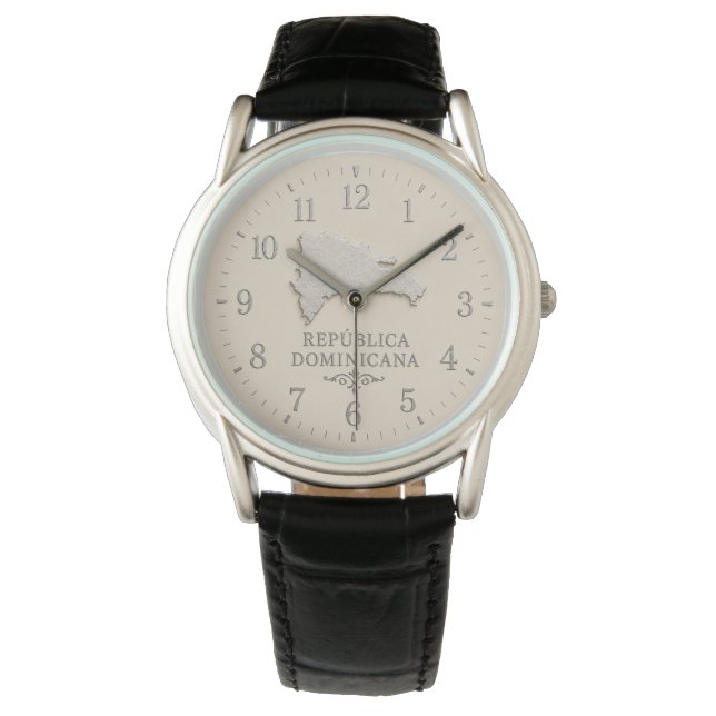 Montre Carte de la République dominicaine couleur crème (devant)