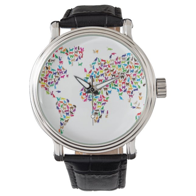 Montre Carte des chats de la carte du monde (devant)
