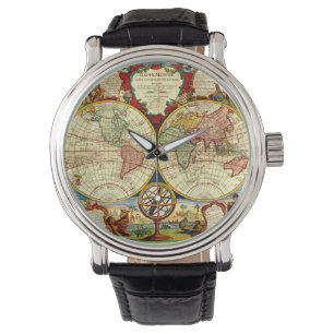 Montre Carte du monde vintage Antique Vacances Voyage Voy