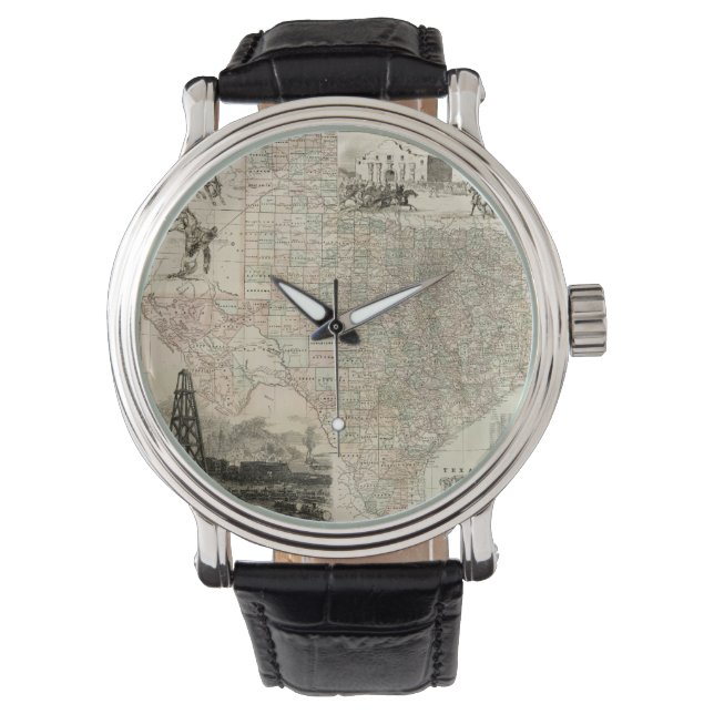 Montre Carte du Texas aux frontières du comté (devant)