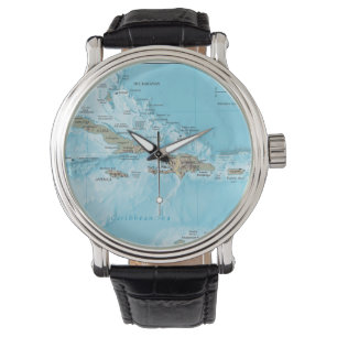 Montre Carte vintage des Caraïbes - États-Unis